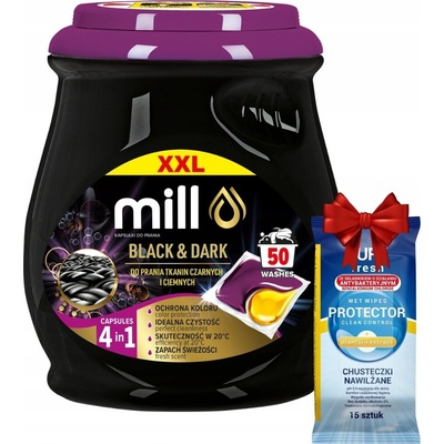 Mill Kapsle na praní černých a tmavých tkanin 50 PD + Dárek
