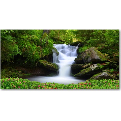 Fotoobraz na skle Vodopád v lese 100x50 cm