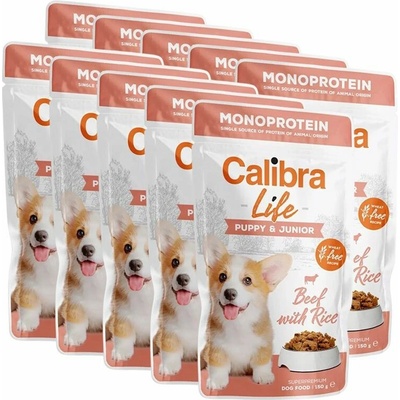 Calibra Dog Life Puppy & Junior Beef with Rice 10 x 150 g