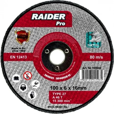 Raider Диск за шлайфане RAIDER, за пневм. ъглошлайф, 100x6x16 мм