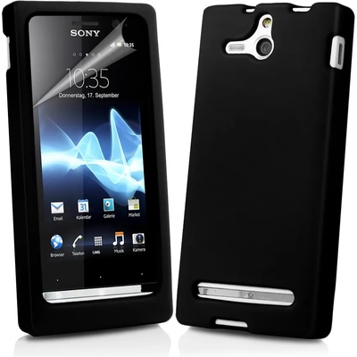 Sony ST25i Xperia U Силиконов Калъф Черен + Протектор