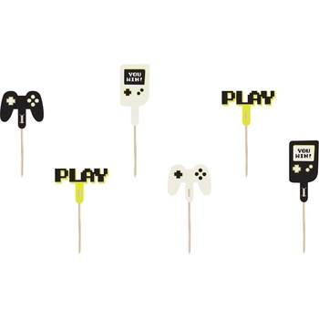 Party Deco Топери за Кексчета - Геймър (1 Пакет / 6 Бр. )