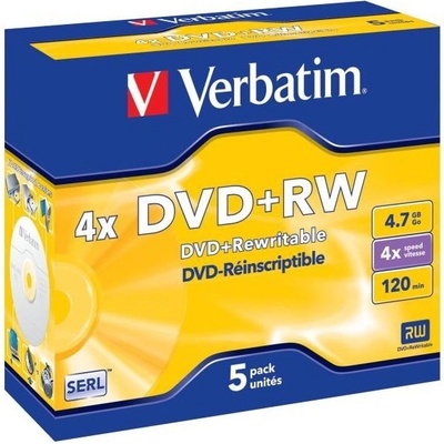 Verbatim DVD+RW 4,7GB 4x, 5ks (43229)