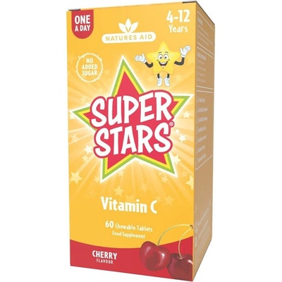 Natures Aid Super Stars Vitamin C Cherry Flavor 60 žuvacia tableta