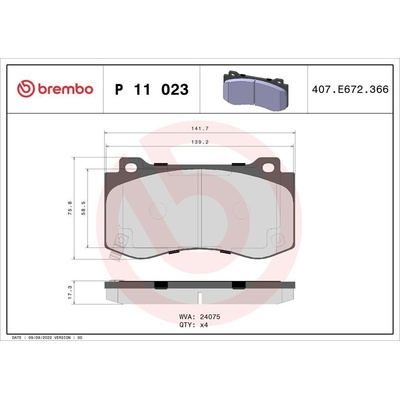 BREMBO Sada brzdových platničiek P11 023
