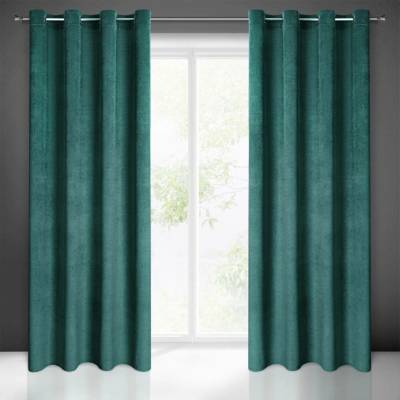 Eurofirany Sametový závěs 140 x 250 cm tmavě mátový s kovovými kroužky ELIZA