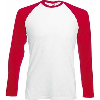 Fruit of the Loom tričko Baseball s dlouhým rukávem červená F296 bílá