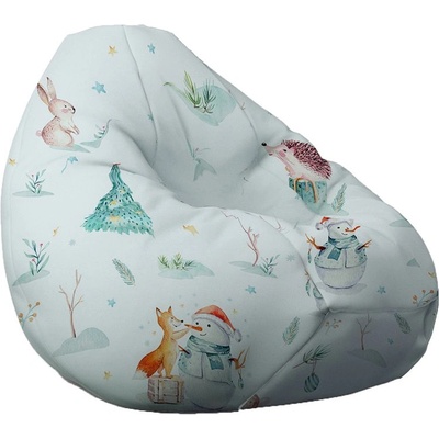 PUFRELAX Пуф круша, 320л. , Nirvana Grande, Winter Wonderland, Водоустойчив, Перящ се калъф, Пълнеж от Полистиролни перли, принт, 8477 (PUF-G-NGR-TEXP-WON)