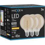 Mexen Vintis 3x LED крушка с филaмент спирала E27, G95, 8W, Топла - 2200K, 600 lm, амбър (L167-E27-0822-50x03)