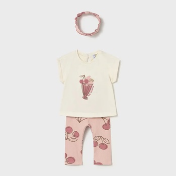 Mayoral Комплект бяла тениска, клин с диадема в Розово за бебе момиче Mayoral