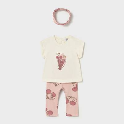 Mayoral Комплект бяла тениска, клин с диадема в Розово за бебе момиче Mayoral