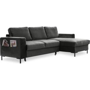 Miuform Тъмносиво кадифено ъглово канапе, десен ъгъл Lofty Lilly - Miuform (Lofty Lilly 2QL-LCBKR KRO34)