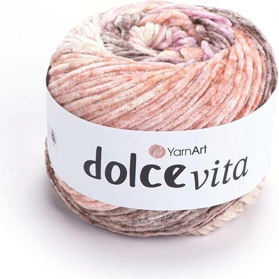 Yarn Art Dolce Vita 3404 hnědá růžová žlutá