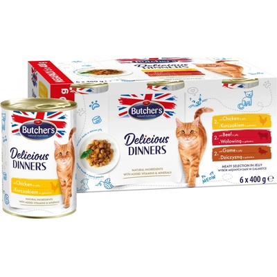 BUTCHER'S Delicious Dinners Meaty selection in jelly Box 6 x 400 g