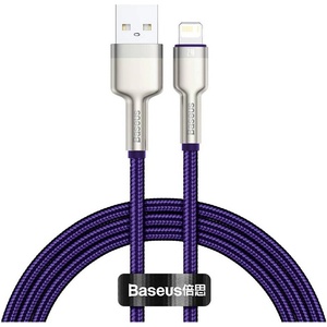 Baseus Кабел USB към Lightning, 2.4A, 480Mbps, 1m - Baseus Cafule Series Metal (CALJK-A05) - Лилав