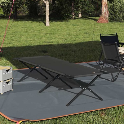 vidaXL Сгъваемо къмпинг легло Черно 210 x 80 x 46 см Оксфордска тъкан (42003187)