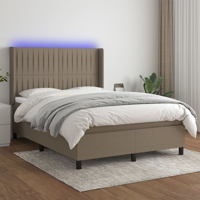 vidaXL 11461.3138473 Boxspring postel s matrací a LED taupe textil