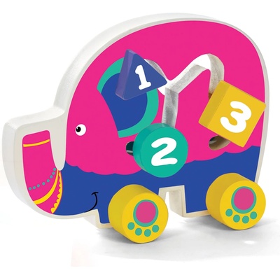 Acool Toy Дървена играчка Acool Toy - Слонче на колелца, розово (ACT123)