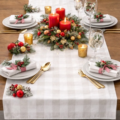 Eurofirany Luxusná sviatočná šerpa so strieborným leskom strieborná Polyester 40x180cm