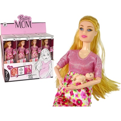 Lean Toys Tehotná bábika v kvietkovaných šatách