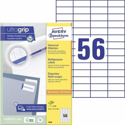 Etikety univerzálne 52,5x21,2mm Avery A4 100 hárkov