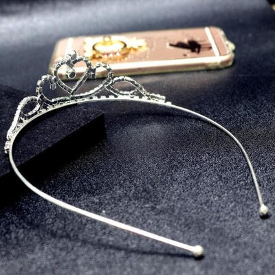 Camerazar Dekorativní Tiara Diadém s Crystal Crown Ornamentem, cínový drátek, délka 13 cm – Zboží Dáma