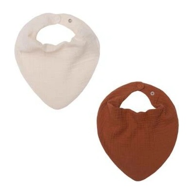 MUFFIN MODE Mušelínový slintáček z organické bavlny 2ks Muslin Bib GOTS ecru karamelový