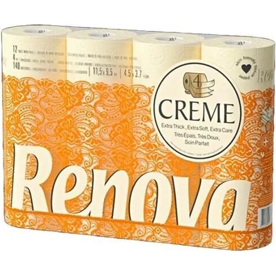 Renova луксозна 4 пластова тоалетна хартия крем 12 ролки