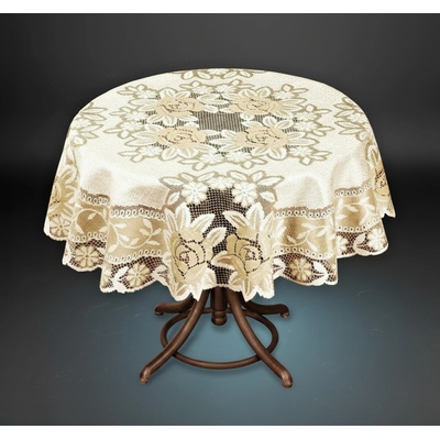 MyBestHome Žakárový ubrus Sofia krémová/zlatá Ø 100 120 160cm Ø 100cm – Zboží Dáma