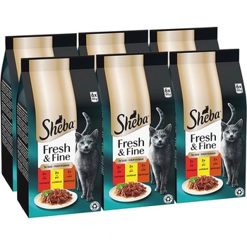 Sheba Fresh & Fine консерви за котки, пилешко, говеждо и агнешко 6 x (6x50 g)