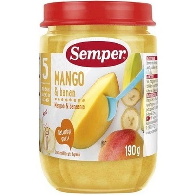 Semper Плодово пюре Semper - Манго с банани, 190 g (9510)