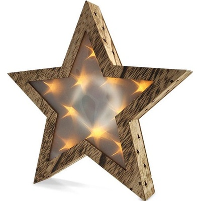 Solight Vianočná drevená hviezda 10 LED teplá biela
