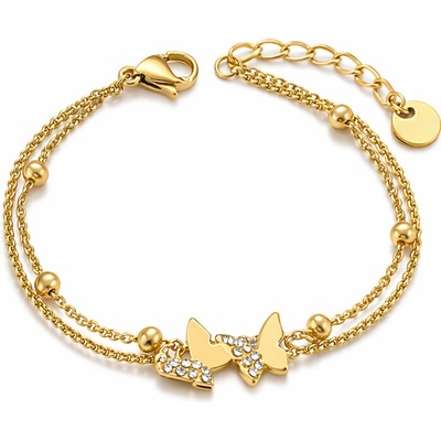 Victoria Filippi Stainless Steel Náramek s motýlky Lou Gold - chirurgická ocel NR2337-B25081 Zlatá 17 cm + 3 cm