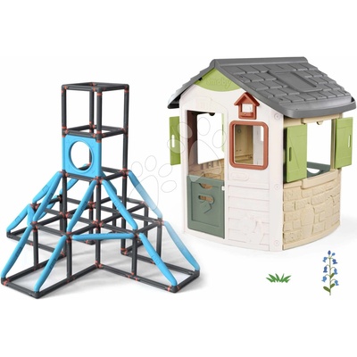 Smoby Set domček a 4 poschodová preliezačka Giant Kraxxl Life Jura Lodge rozšíriteľný s kŕmidlom pre vtáčiky
