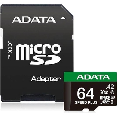 Adata MicroSDXC 64GB Speed Plus UD64GUI3V30A2SP-RA1