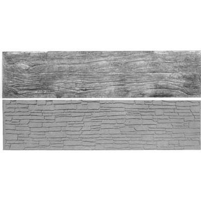 Betonová deska plotová, oboustranná – 200 x 50 cm - dřevo - šedá