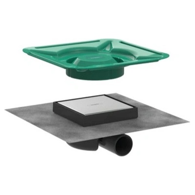 Hansgrohe RainDrain Spot - Podlahová odtoková súprava, mriežka 150/150, dlažba zozadu krytu, kartáčovaná nerezová oceľ 56112800