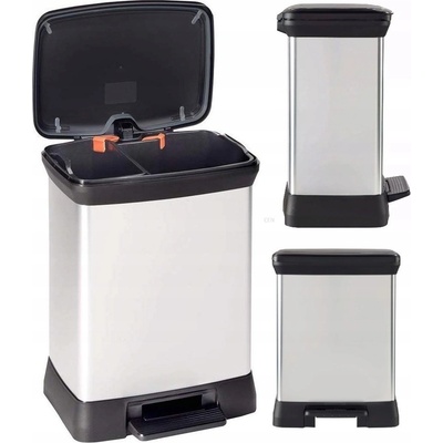 CURVER 02165-582 DECO BIN DUO 18 l + 10 l Odpadkový koš stříbrný