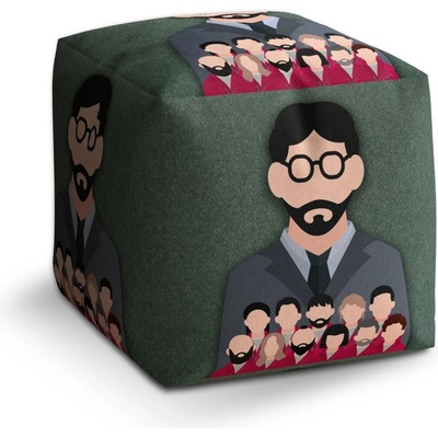 Sablio Taburet Cube Money heist Profesor a jeho tím Zelená: 40x40x40 cm