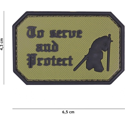Gumová nášivka 101 Inc nápis To Serve and Protect - olivová