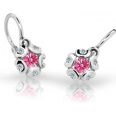 Cutie Jewellery dětské náušnice z bílého zlata C2178-10-X-2 fuchsiová