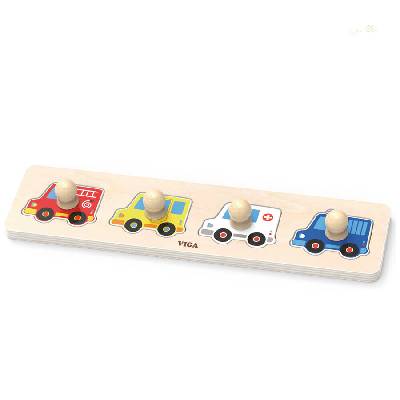 Дървен пъзел с дръжки - Коли - Viga Toys