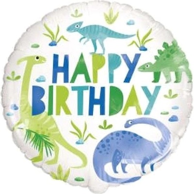 Balón foliový dinosaurus zelenomodrý happy birthday všechno nejlepší 45 cm 11179783175