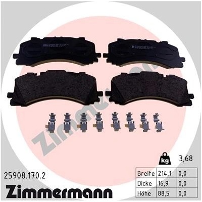 ZIMMERMANN Sada brzdových platničiek kotúčovej brzdy 259081702