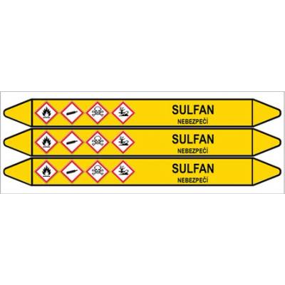 Značení potrubí, sulfan,3 ks, 355 × 37 mm PZ 007649