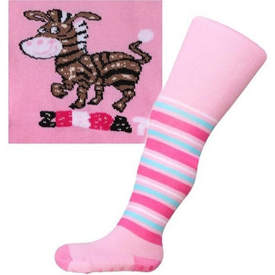 New Baby Bavlnené pančucháčky s ABS ružové zebra s pruhmi