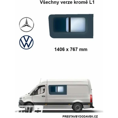 Boční levé posuvné okno L2, L3 a L4 | Mercedes-Benz Sprinter / Volkswagen Crafter