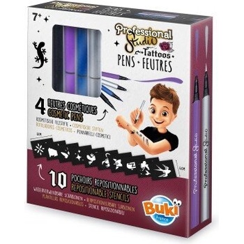 Buki France Творчески комплект, Buki France, Химикалки за рисуване на татуировки с шаблони, Сребърни