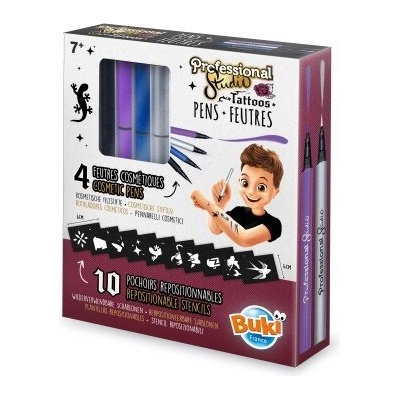 Buki France Творчески комплект, Buki France, Химикалки за рисуване на татуировки с шаблони, Сребърни