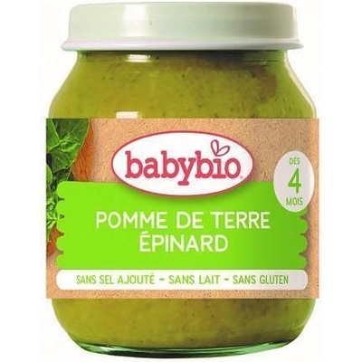 Bebybio Био Зеленчуково пюре - Картофи и Спанак (4+ месеца) -130г - Babybio (4104)